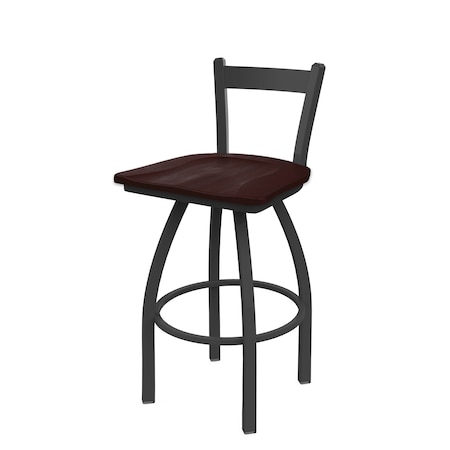 Holland Bar Stool Co 25" Low Back Swivel Counter Stool, Pewter Finish, Dark Cherry Maple Seat 82125PWDCMpl